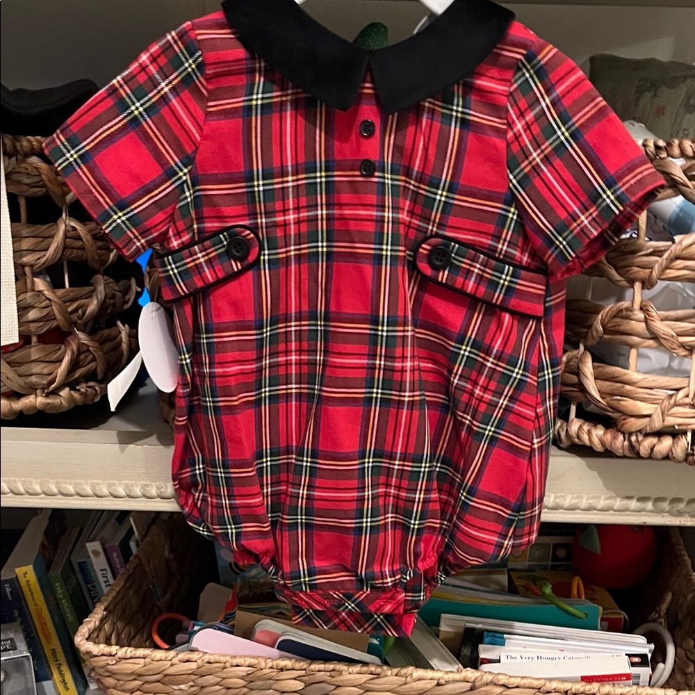 Edgehill Collection Red Plaid Kids One Piece